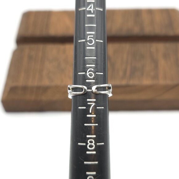 Size 6.5 Sterling Silver Moving CZ Charms Open Ring A655 - Picture 6 of 8